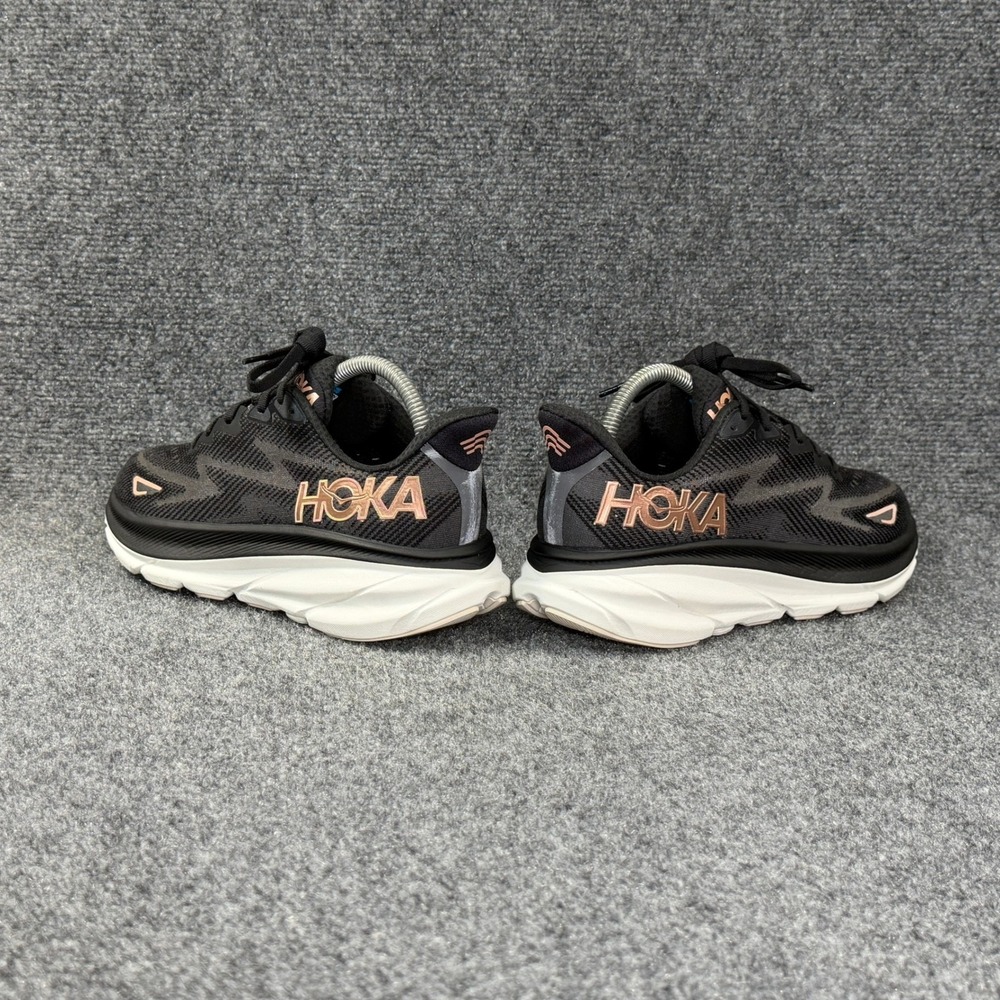 Hoka Clifton 9 Running Shoes Women's 8.5 Black Rose Gold Athletic Run Training - Picture 7 of 13
